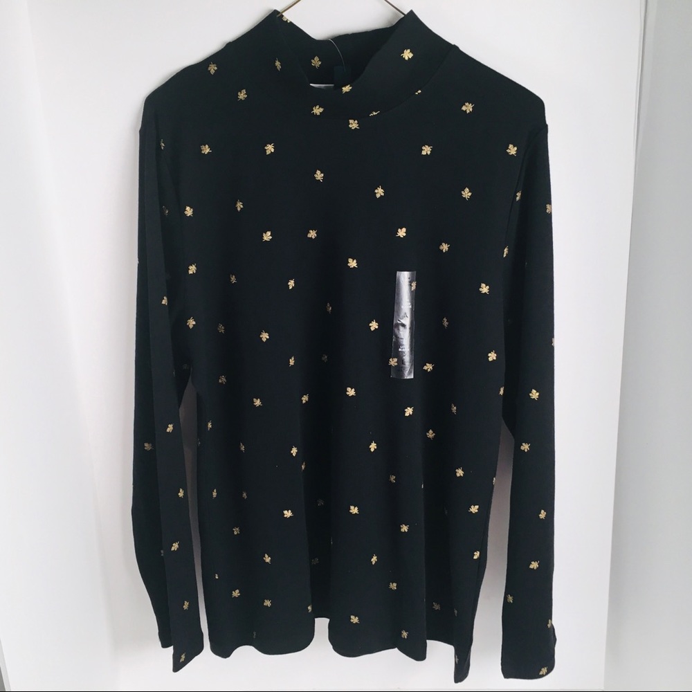 Karen Scott Crew Neck Sweater NWT L Black and Gold